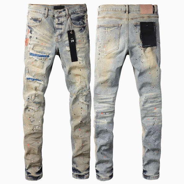 European And American Street Designer Solid Color American Hip Hop Fashion Jeans