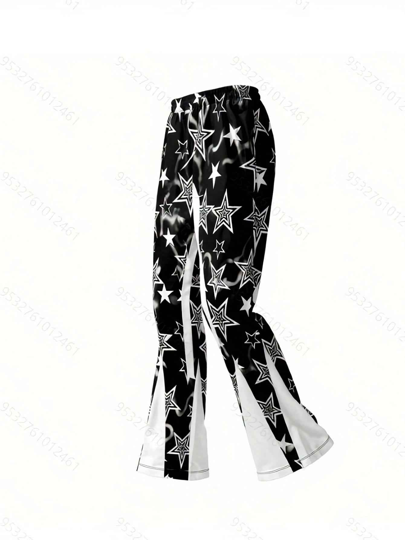 Star Print Loose Flared Joggers
