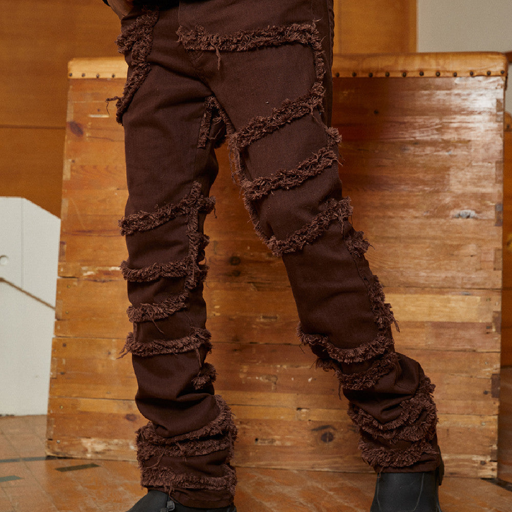 Hip-hop Raw Hem Micro Flared Jeans