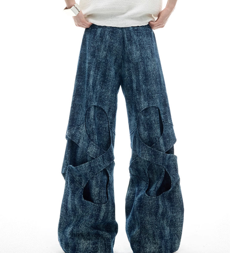 Niche Pleated Texture Loose Jeans
