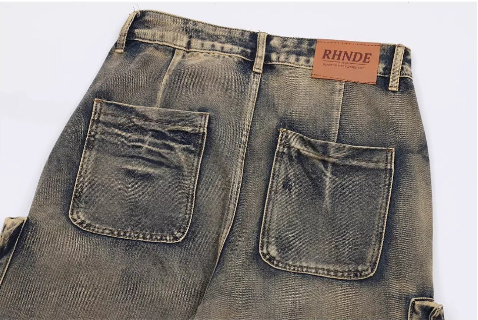 Retro Pocket Wide Leg Jeans