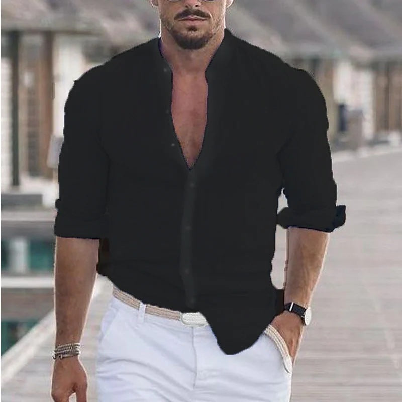 Solid Color Casual Long Sleeve Shirt