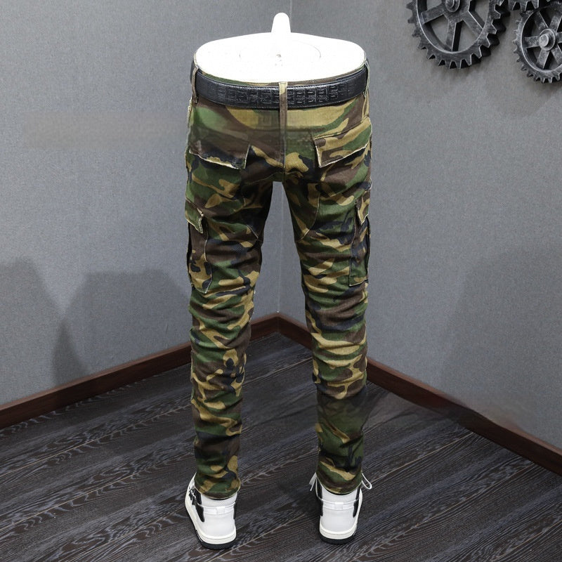 Fashion Camouflage Men's Broken Hole Jeans