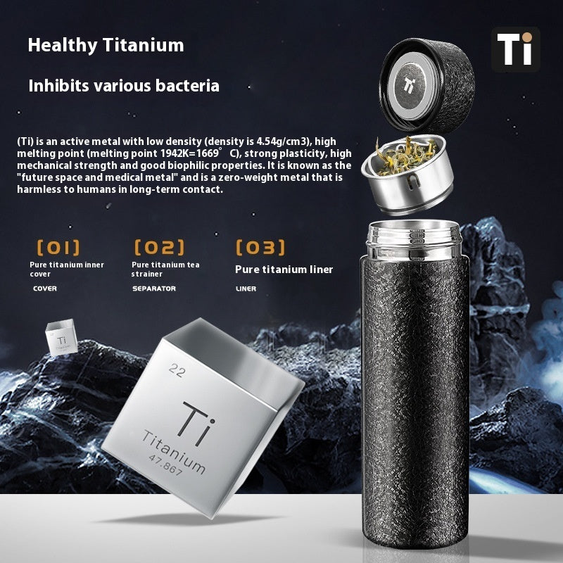 Pure Titanium Tea Water Separation Antibacterial Intelligent High-grade Gift Cup