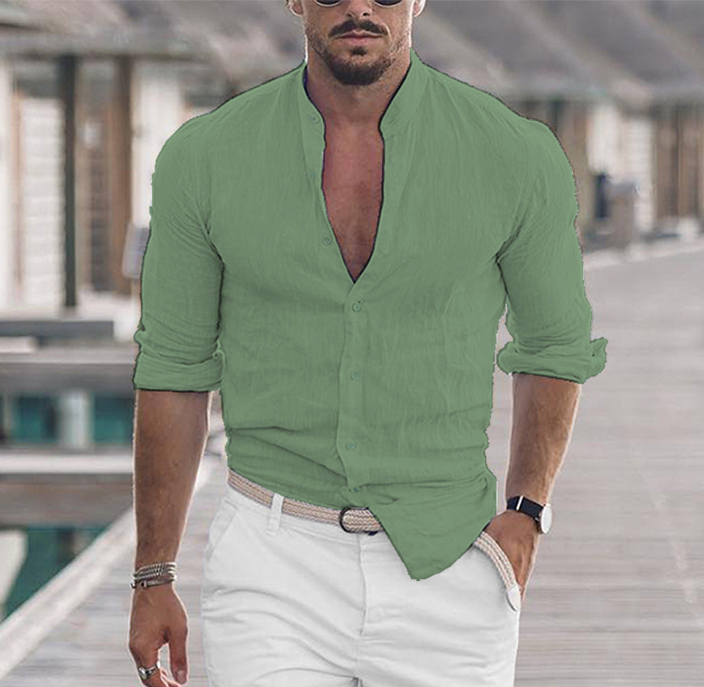 Solid Color Casual Long Sleeve Shirt