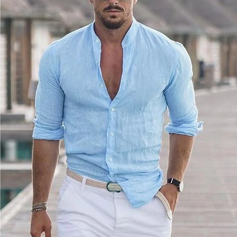 Solid Color Casual Long Sleeve Shirt