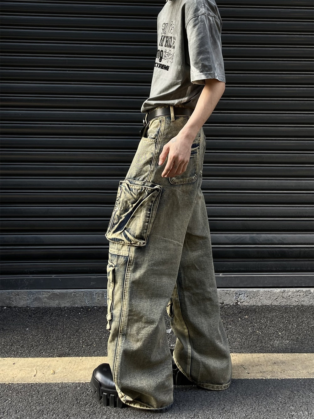 Retro Pocket Wide Leg Jeans