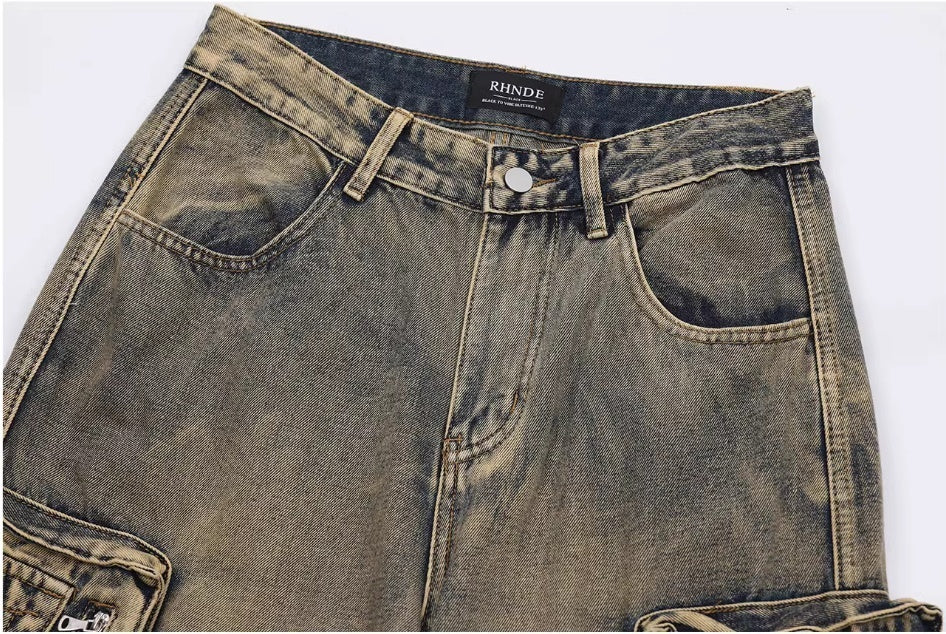 Retro Pocket Wide Leg Jeans
