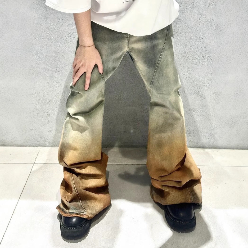 Men's Gradient Wide Leg Distressed Jeans
