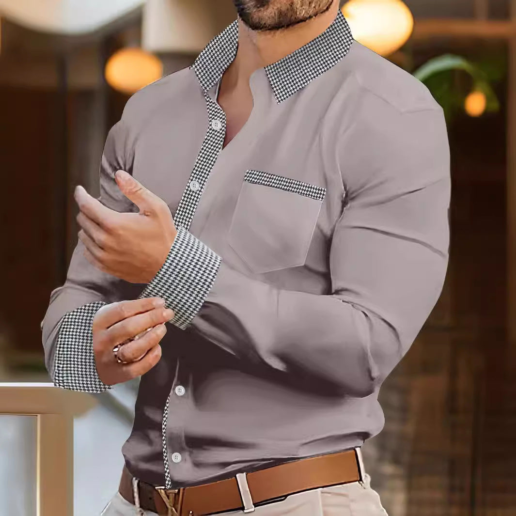 Solid Color Striped Casual Shirt For Men