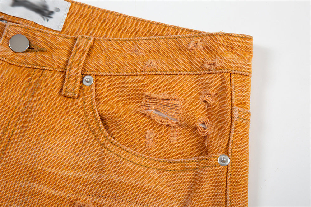 Fashion Washed Gradient Hole Jeans