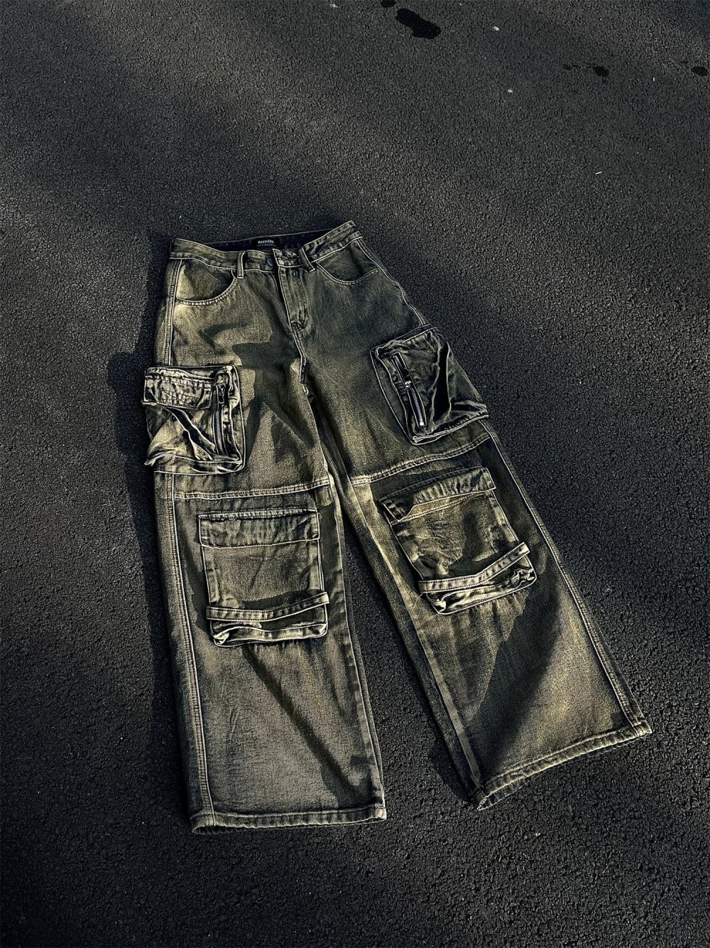 Retro Pocket Wide Leg Jeans