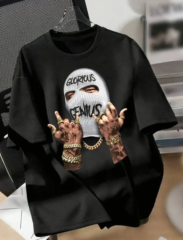 Printed Casual T-shirt With Fashionable Round Neck