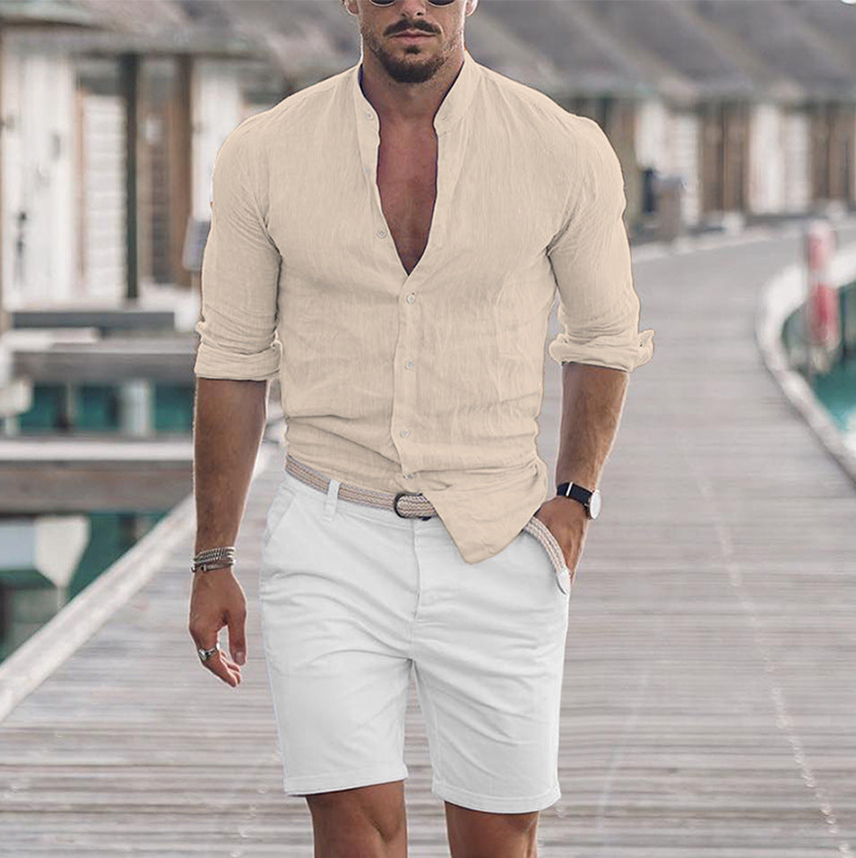 Solid Color Casual Long Sleeve Shirt
