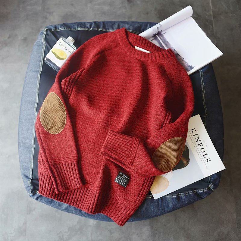 Solid Color Block Mens Sweater