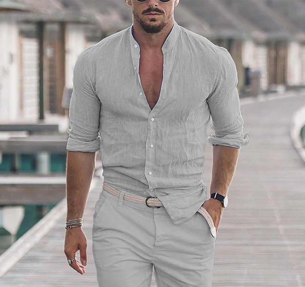 Solid Color Casual Long Sleeve Shirt