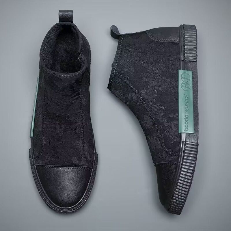 High-top Canvas Slip-on Lazy Camouflage Breathable Casual Shoes