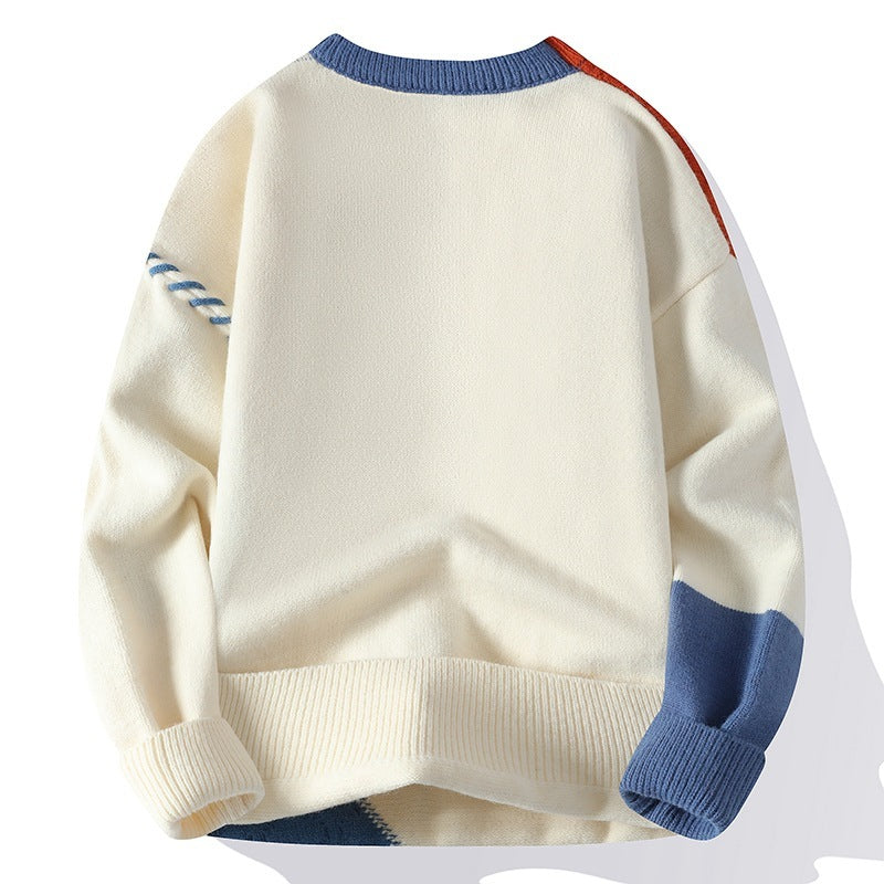 Colorblock Pullover Fashion Long Sleeve Men's Sweater