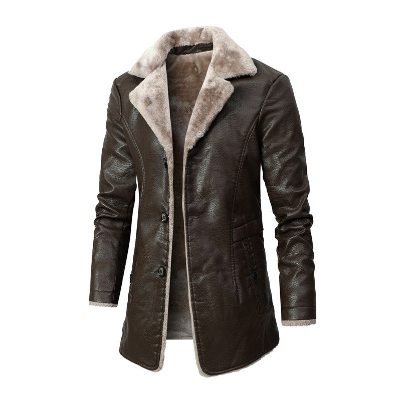 Mens Plush Lapel Faux Fur Jacket