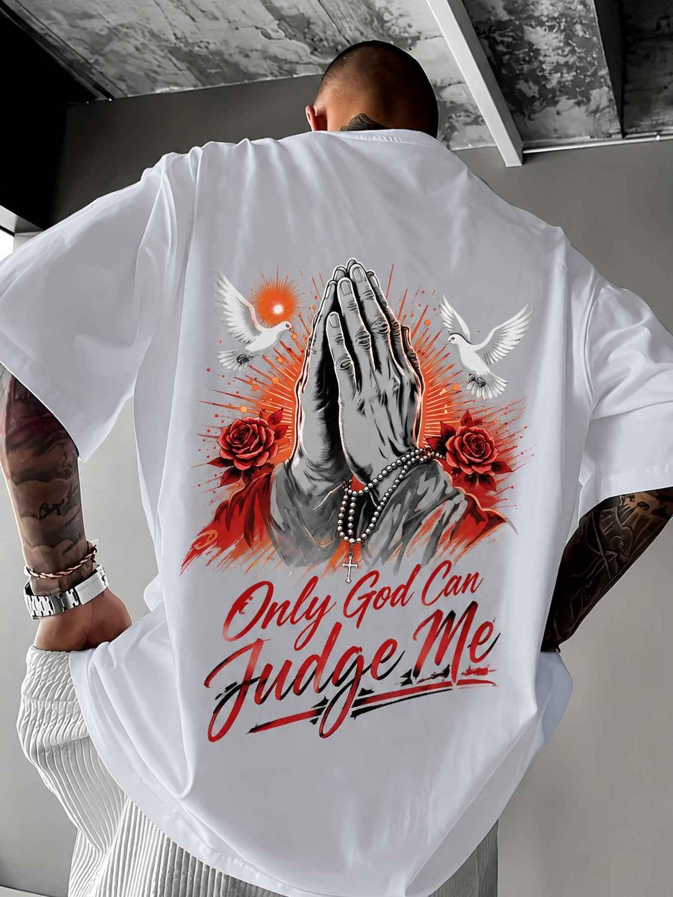 Gods Judgment Colorful Loose Street Style Mens Tee