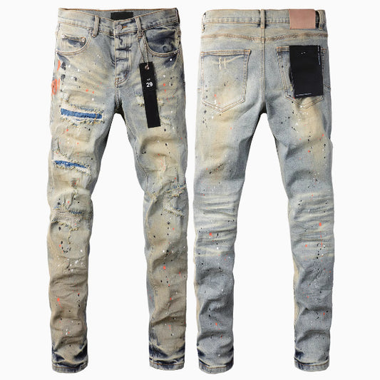European And American Street Designer Solid Color American Hip Hop Fashion Jeans