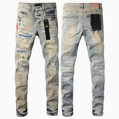 European And American Street Designer Solid Color American Hip Hop Fashion Jeans