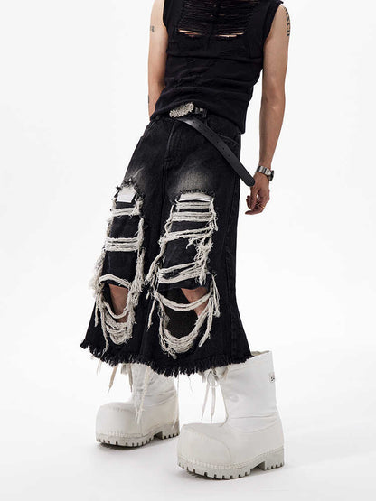 Ripped Cropped Denim Distressed Shorts