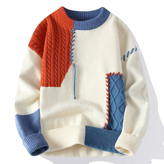 Colorblock Pullover Fashion Long Sleeve Men's Sweater