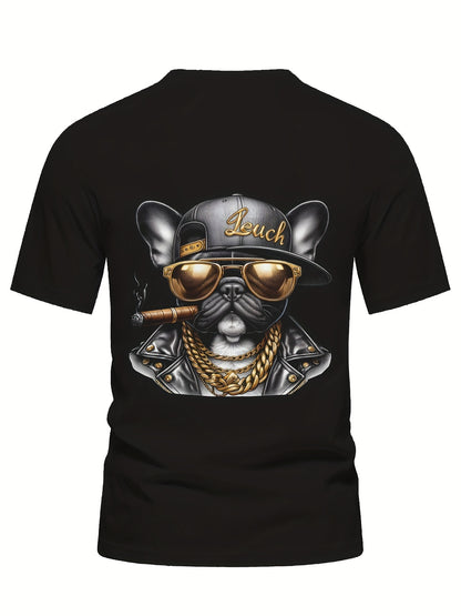 Hip-hop Dog Gold Chain Pattern Men's T-shirt