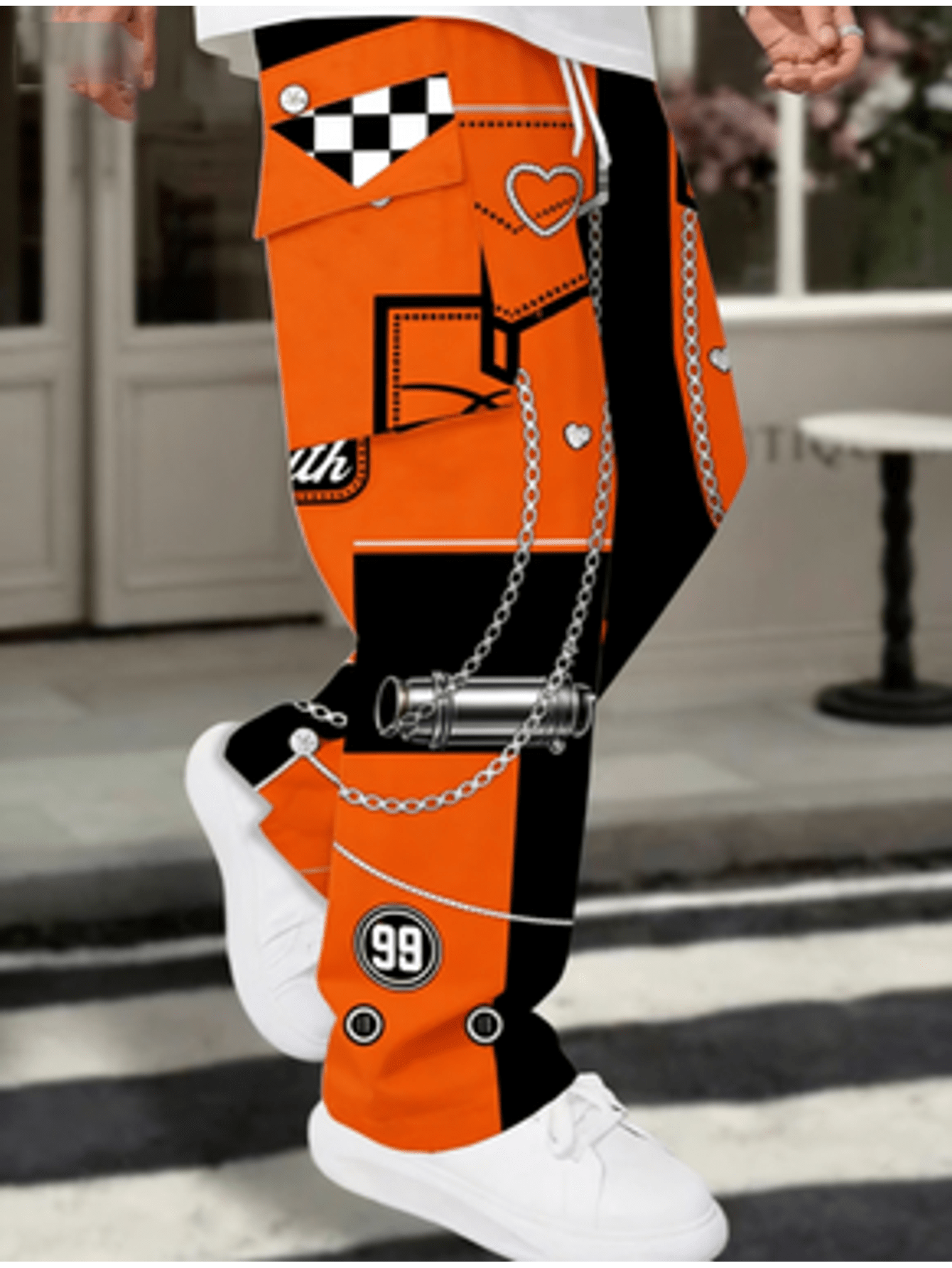 American Street Racing Style Cargo Wide-Leg Pants