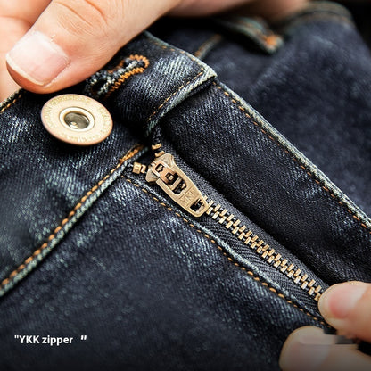 Vintage Denim Washed Men's Straight Jeans