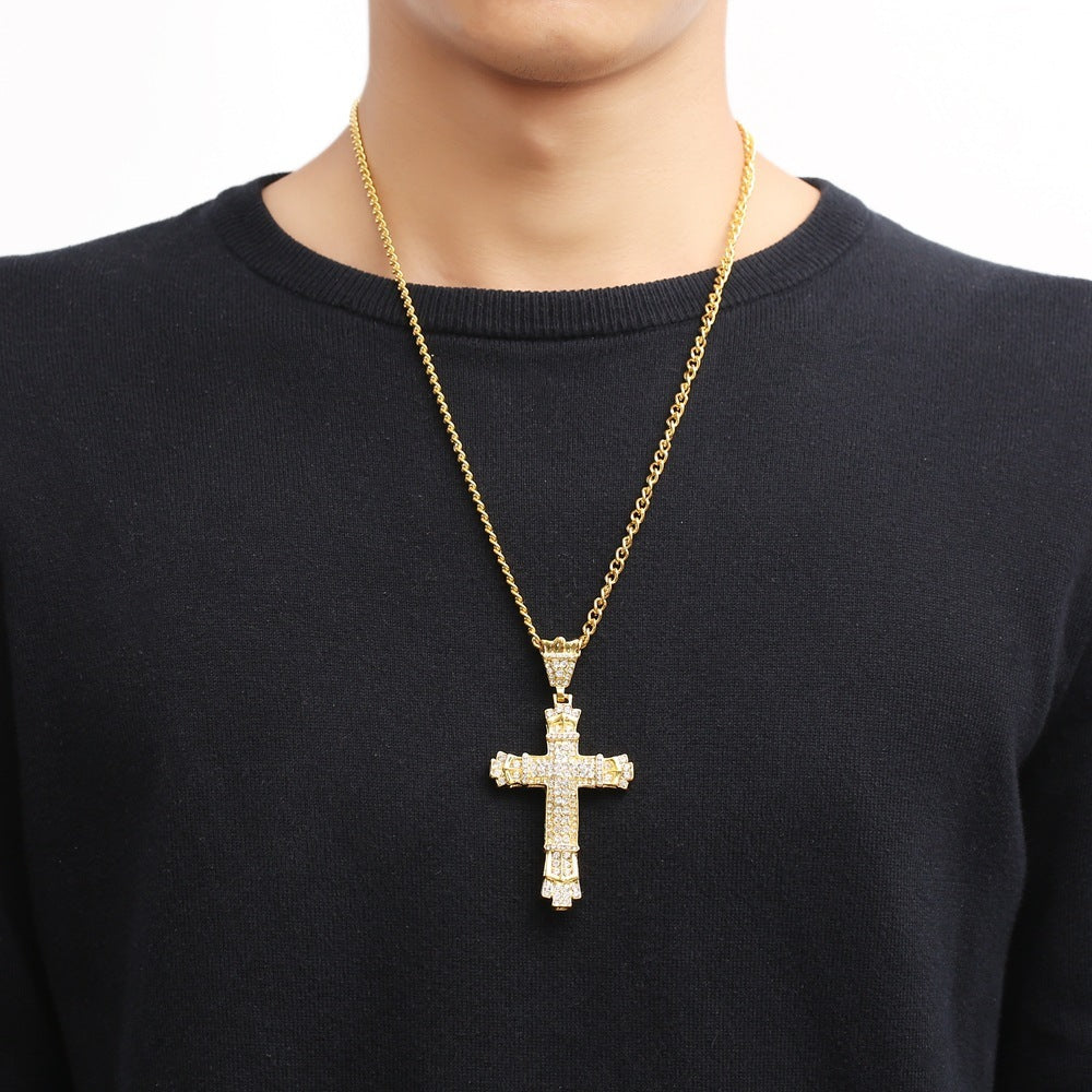 Collar con cruz para hombre Iced Out