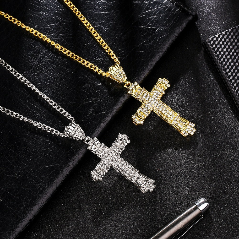 Collar con cruz para hombre Iced Out