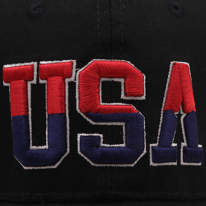 Gorra de béisbol para exteriores con bordado de letras de EE. UU.