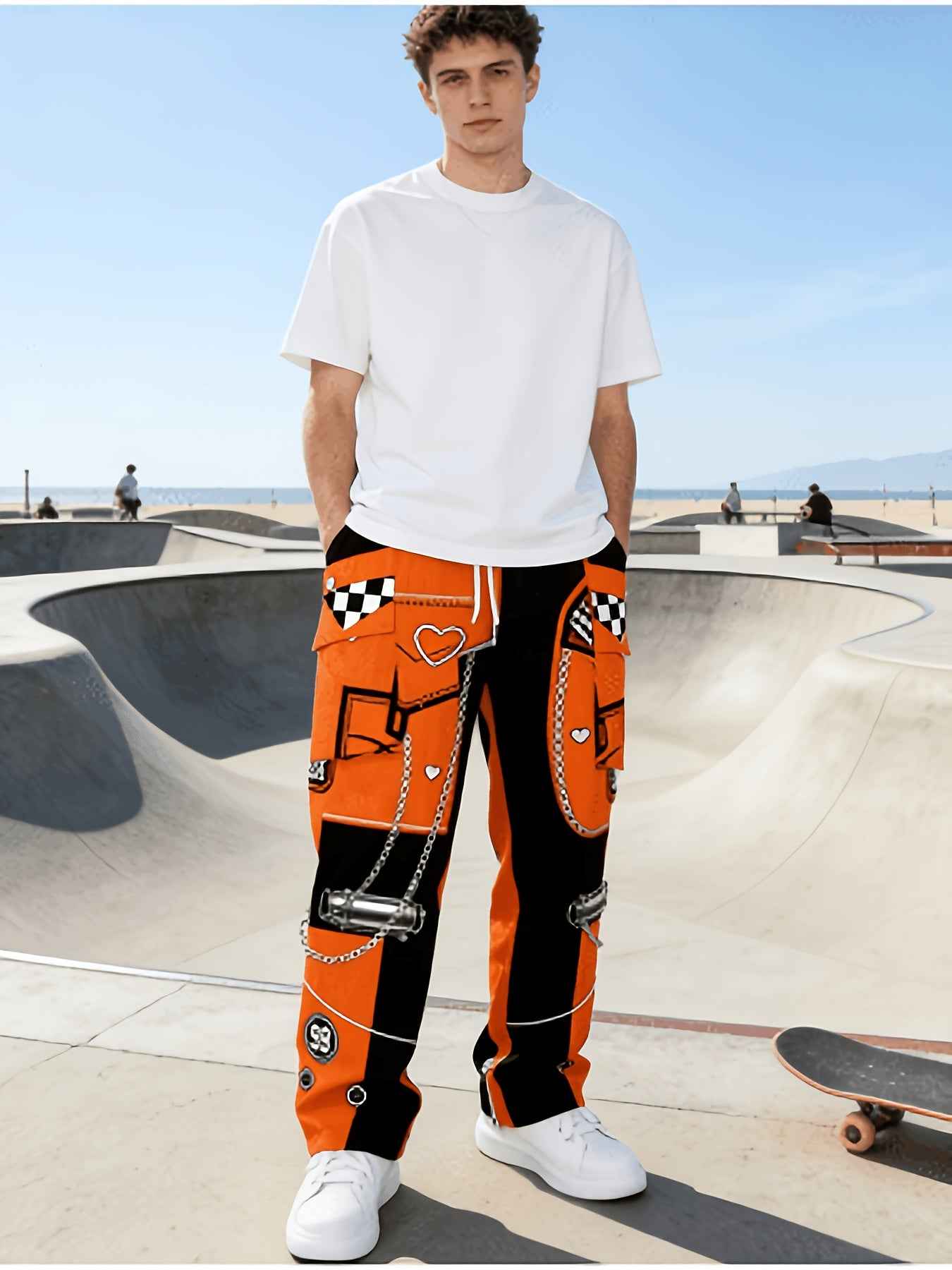 American Street Racing Style Cargo Wide-Leg Pants