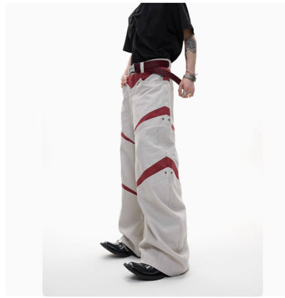 Industry Deconstruction Three-dimensional Contrast Color Rivet Pants