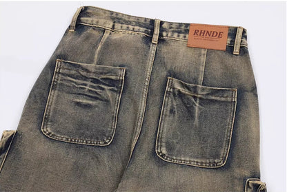 Retro Pocket Wide Leg Jeans