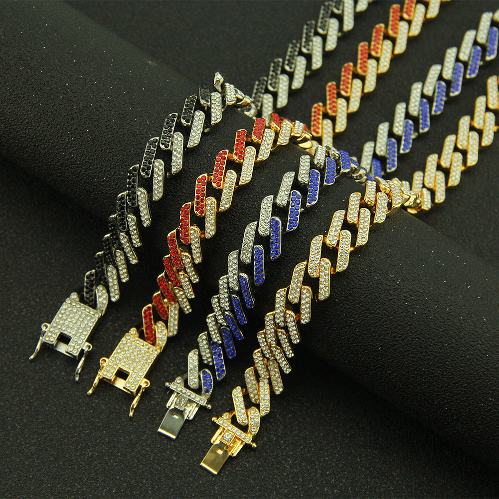Geometric Square Cuban Colored Diamond Bracelet