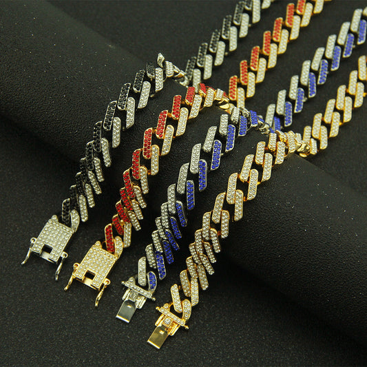 Pulsera de diamantes de colores cubanos con forma cuadrada geométrica