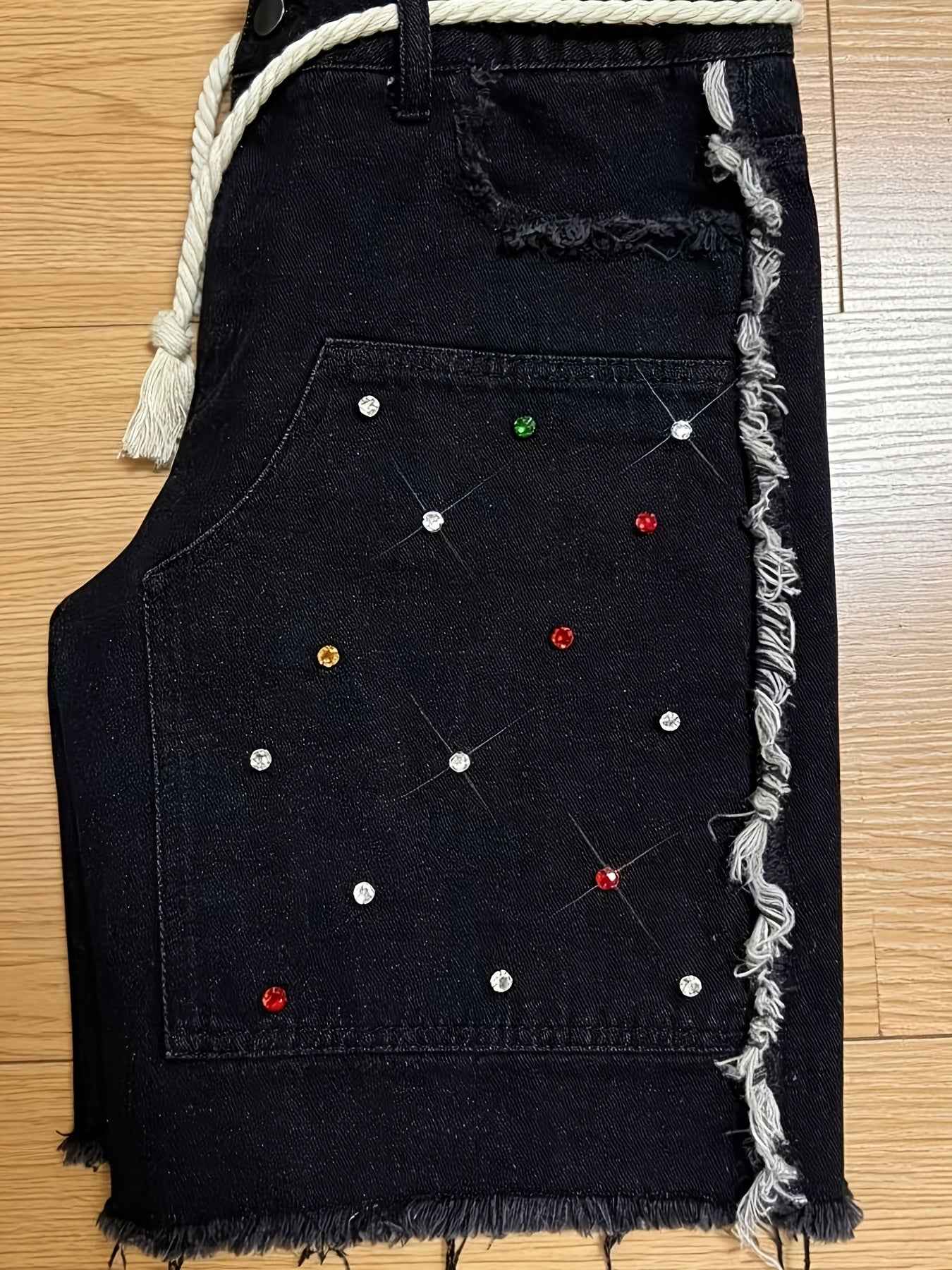 Street Style Diamond Frayed Denim Shorts