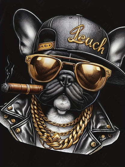 Hip-hop Dog Gold Chain Pattern Men's T-shirt