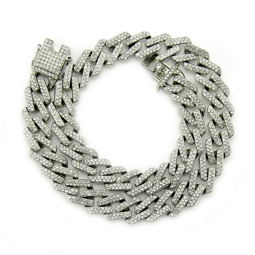 Geometric Square Cuban Colored Diamond Bracelet