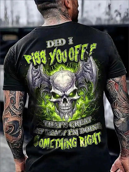 Skull Print Casual  Crew Neck T-shirt