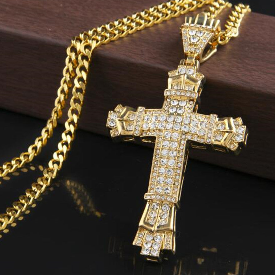 Collar con cruz para hombre Iced Out
