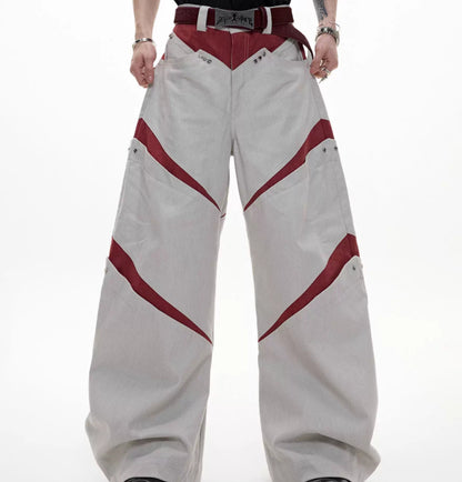 Industry Deconstruction Three-dimensional Contrast Color Rivet Pants