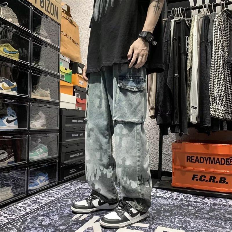 Splashing Cross Ink Denim Wash Jeans