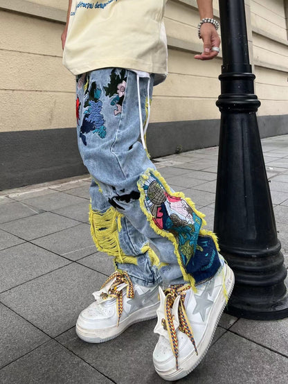 Fried Street Straight Loose Draggle-tail Jeans