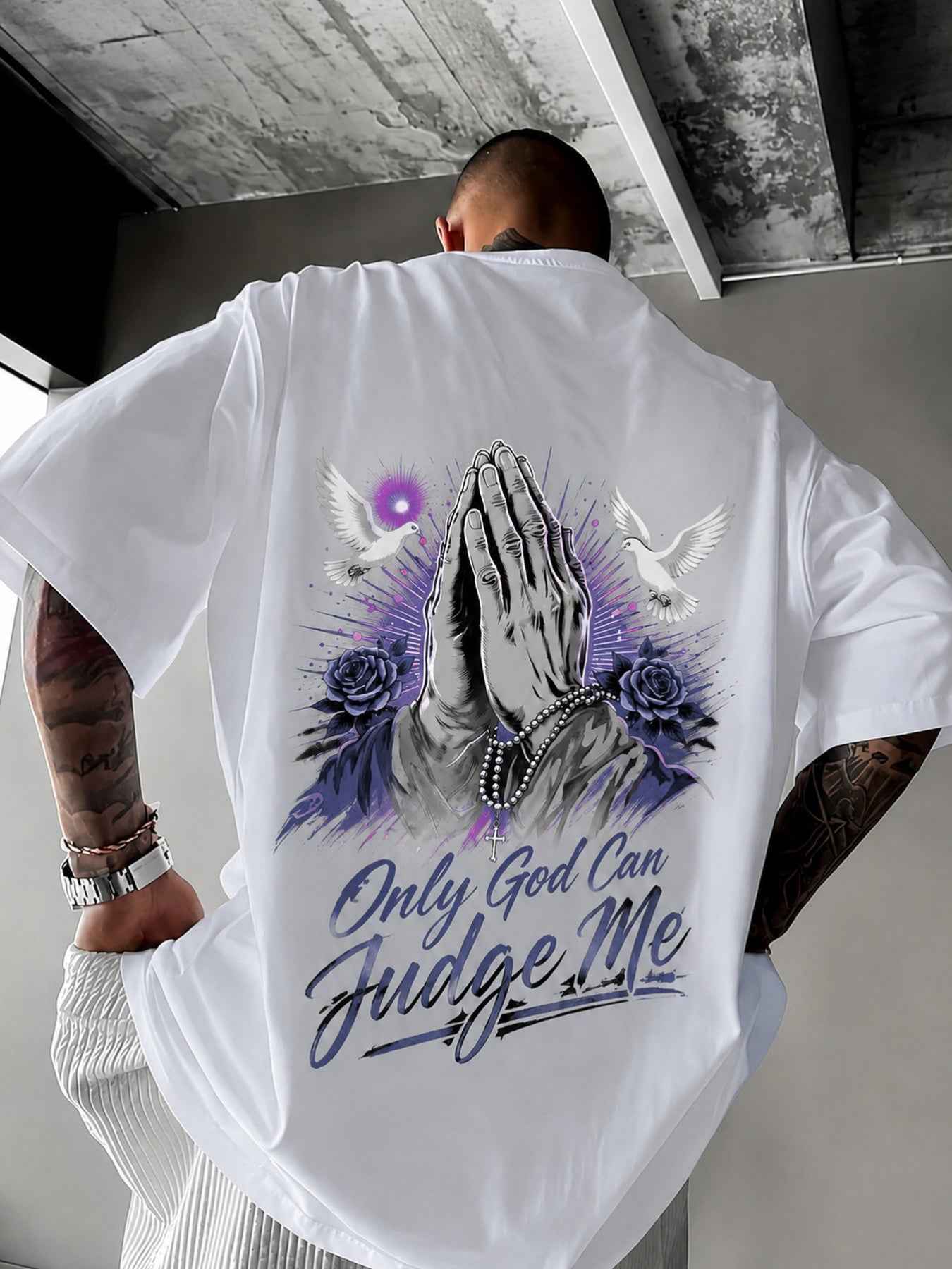 Mens Loose Fit Soft Round Neck Casual Streetwear Tee