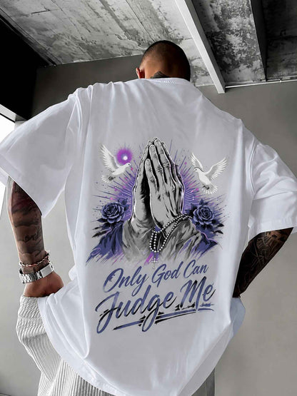 Mens Loose Fit Soft Round Neck Casual Streetwear Tee