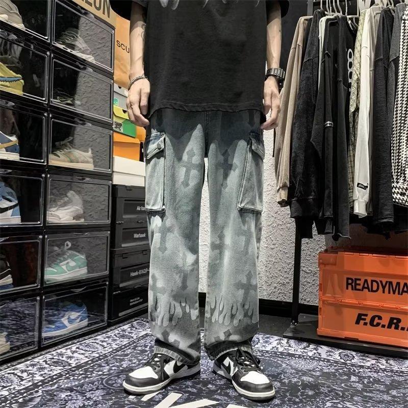 Splashing Cross Ink Denim Wash Jeans